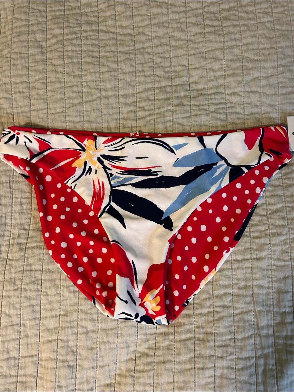 SO Reversible Red Floral & Polka Dot Bikini Bottoms Size M